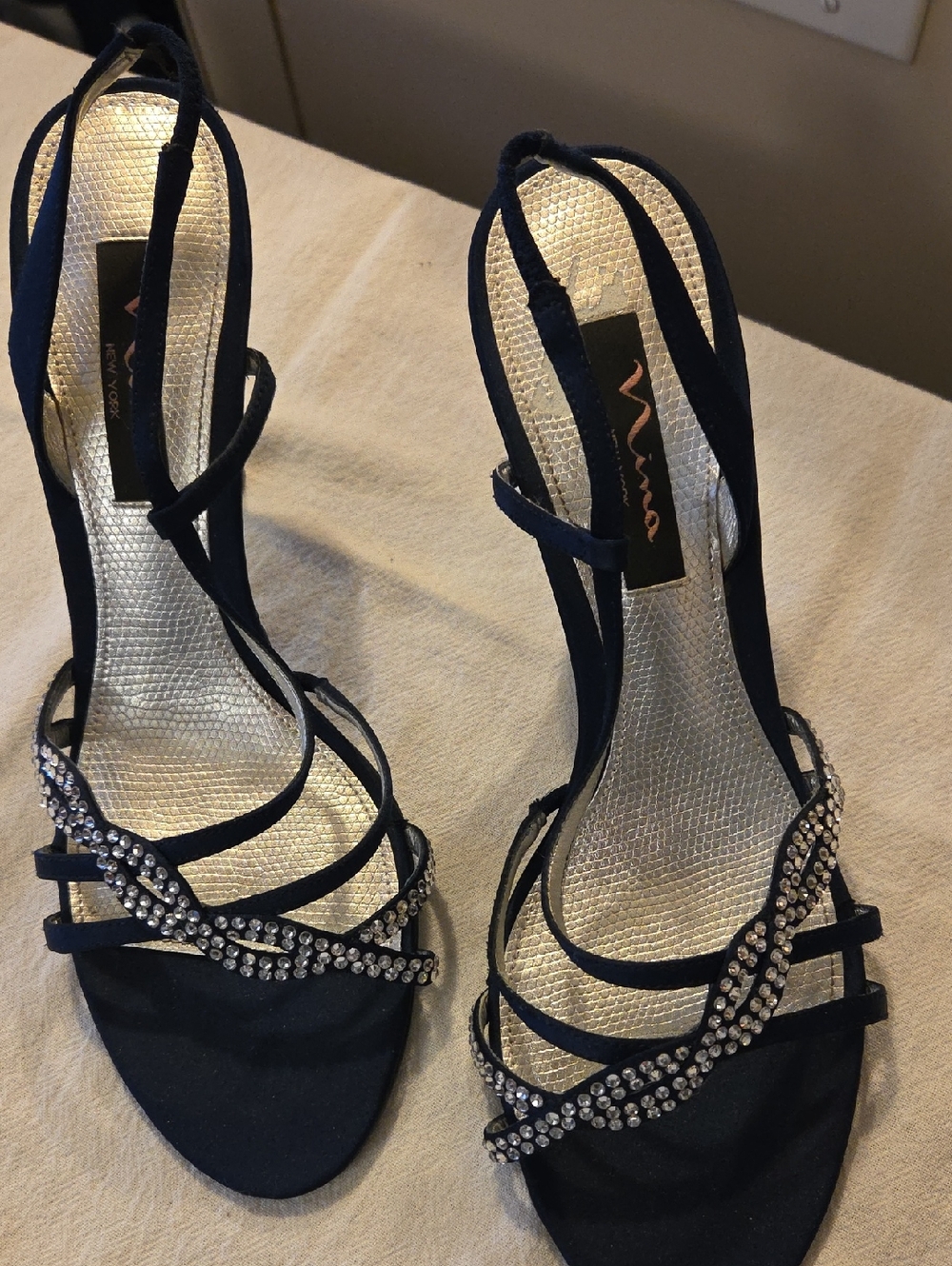 Nina Blue Embellished Strappy Evening Sandals Size 9